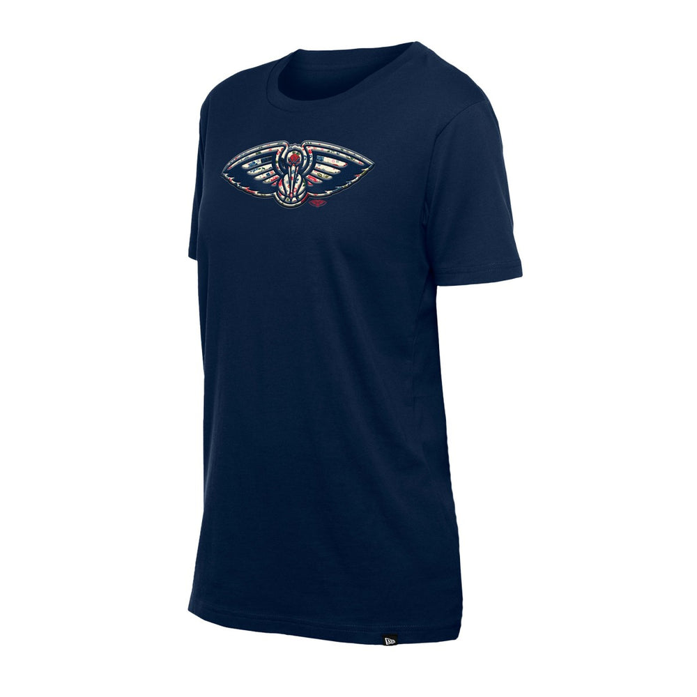 New Era New Orleans Pelicans Women's Glam Game Flower T-Shirt Navy