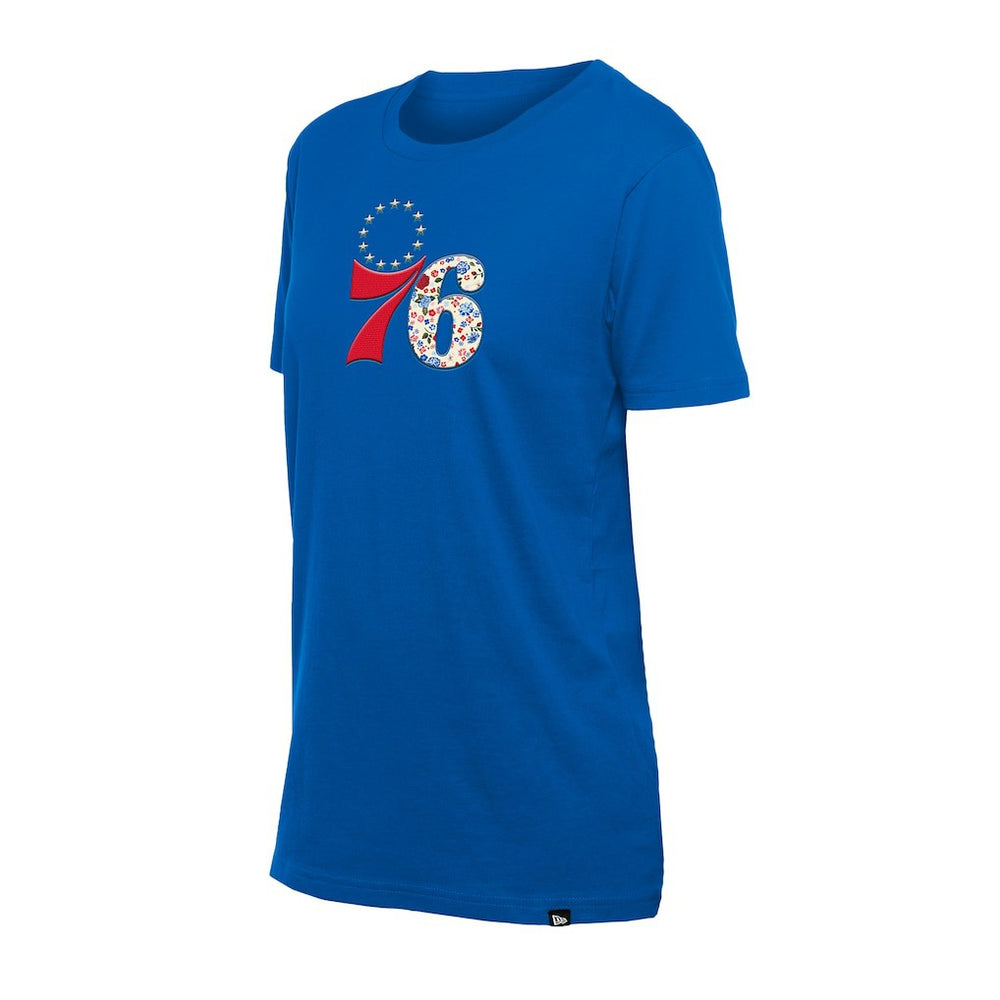 New Era Philadelphia 76ers Women's Glam Game Flower T-Shirt Royal