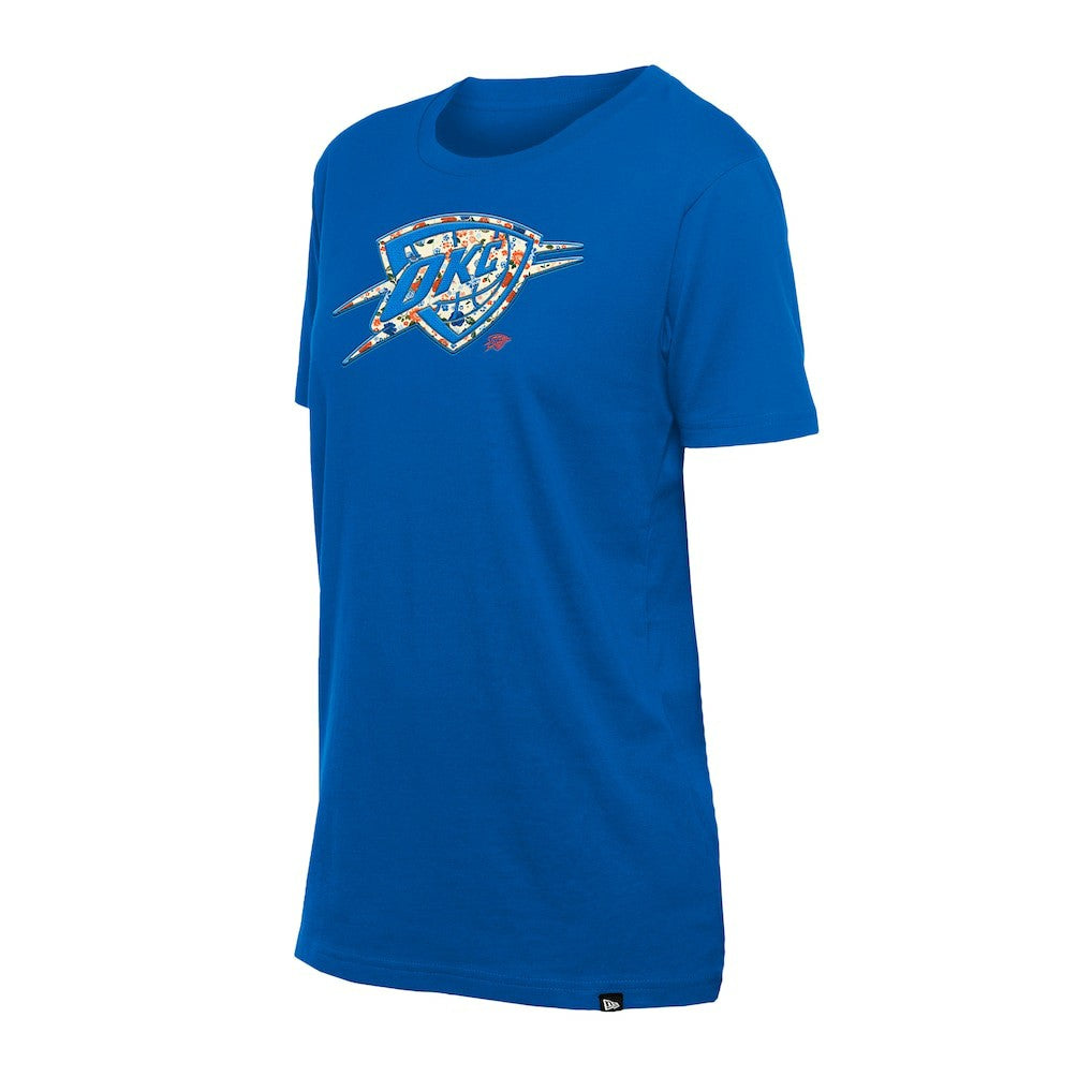 New Era Oklahoma City Thunder Women's Glam Game Flower T-Shirt Blue