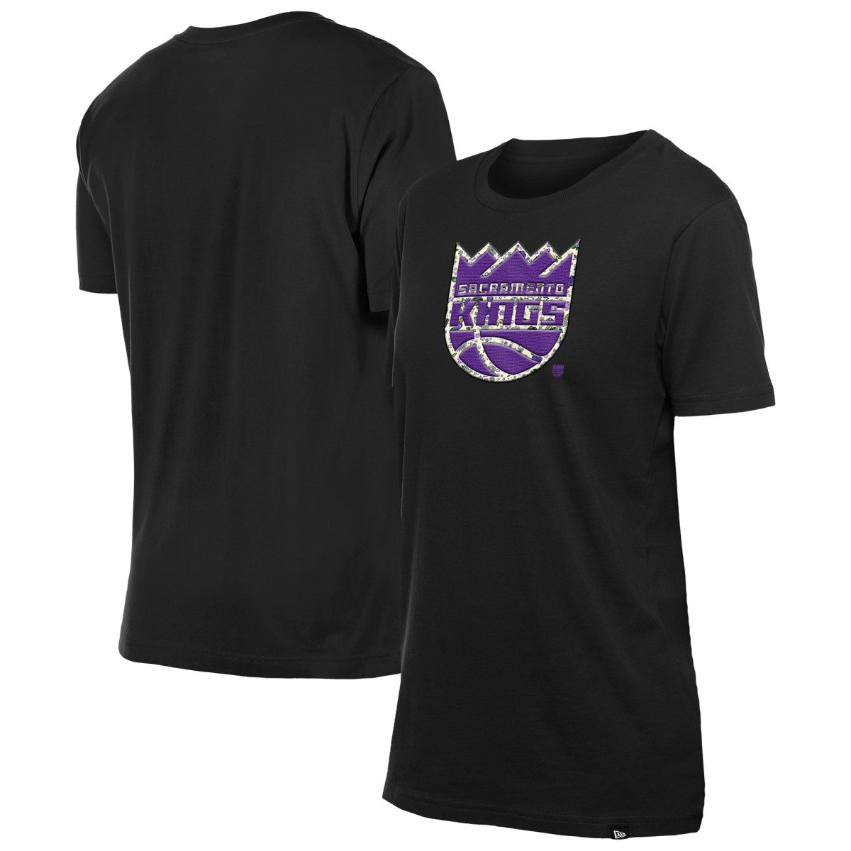 New Era Sacramento Kings Women's Glam Game Flower T-Shirt Black