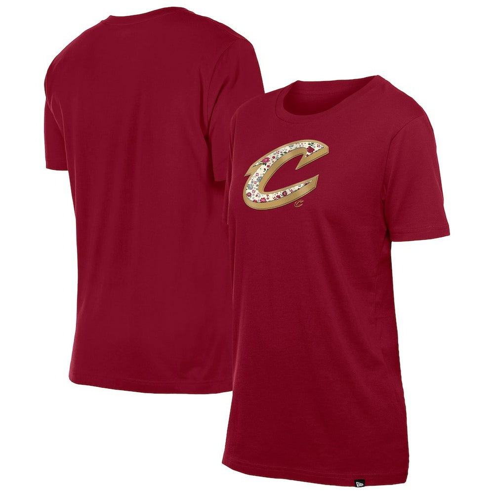 New Era Cleveland Cavaliers Women's Glam Game Flower T-Shirt Wine