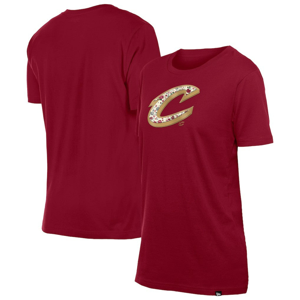 New Era Cleveland Cavaliers Women's Glam Game Flower T-Shirt Wine