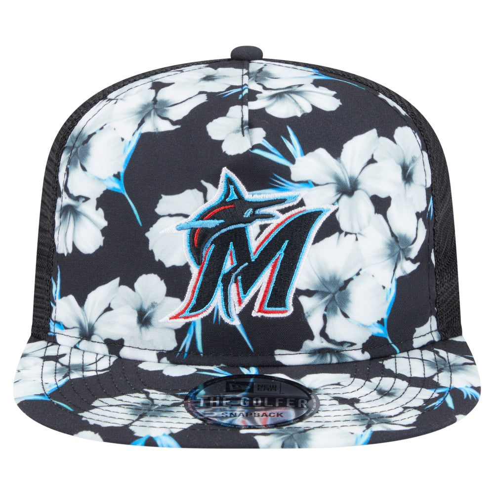 Miami Marlins New Era Adventure Pattern Golfer Trucker Snapback Hat Near Me