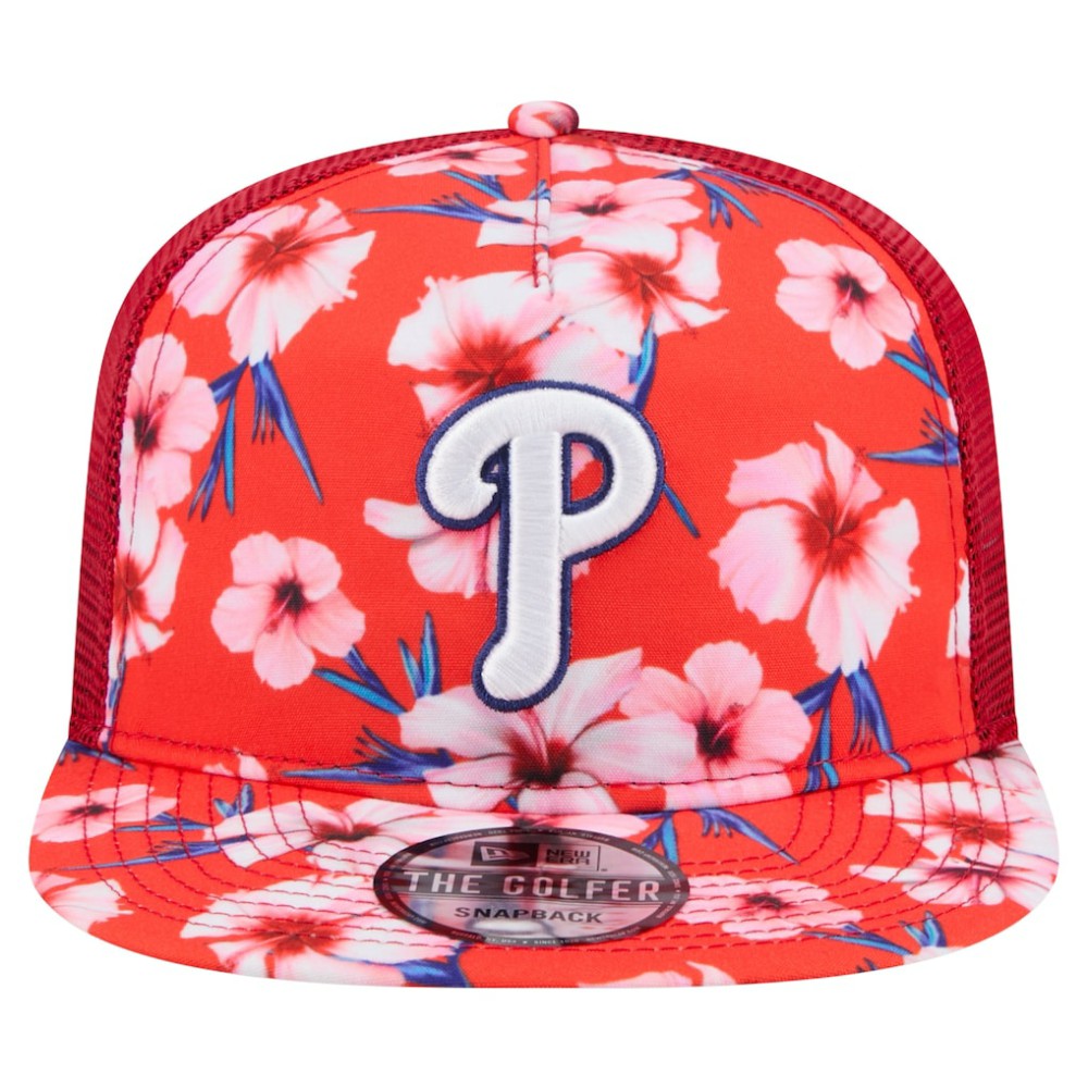 Philadelphia Phillies New Era Adventure Pattern Golfer Trucker Snapback Hat Online