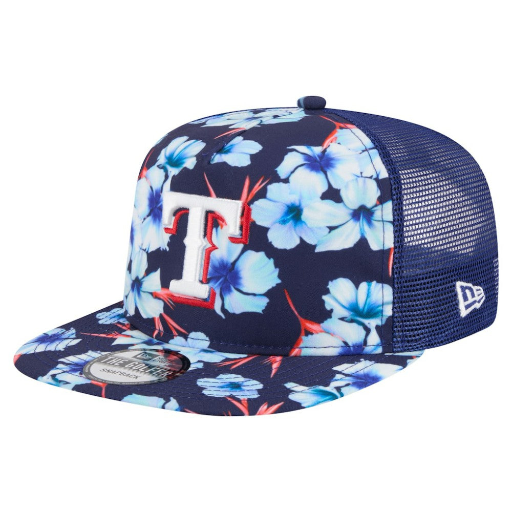 Texas Rangers New Era Adventure Pattern Golfer Trucker Snapback Hat Online