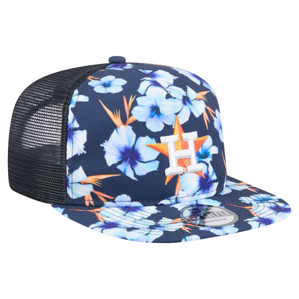 Houston Astros New Era Adventure Pattern Golfer Trucker Snapback Hat Sale