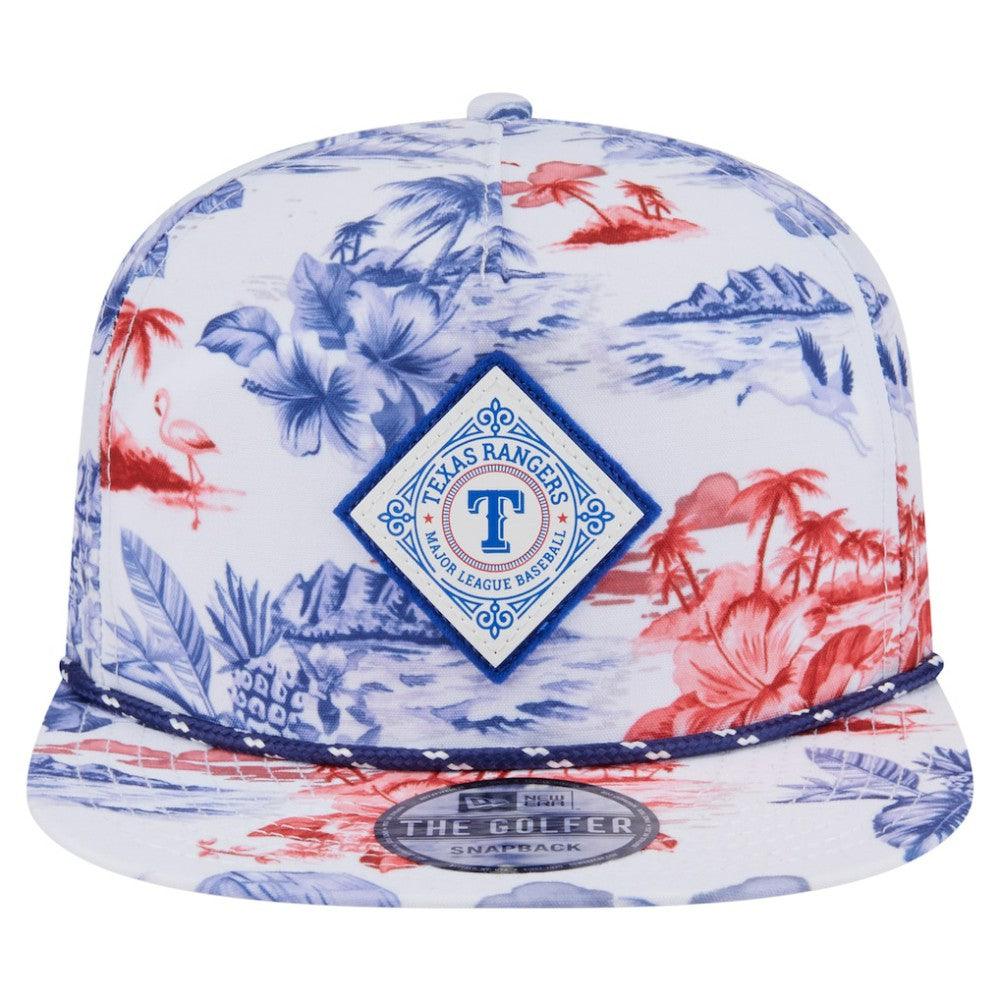 Texas Rangers New Era Printed Island Golfer Snapback Hat Outlet