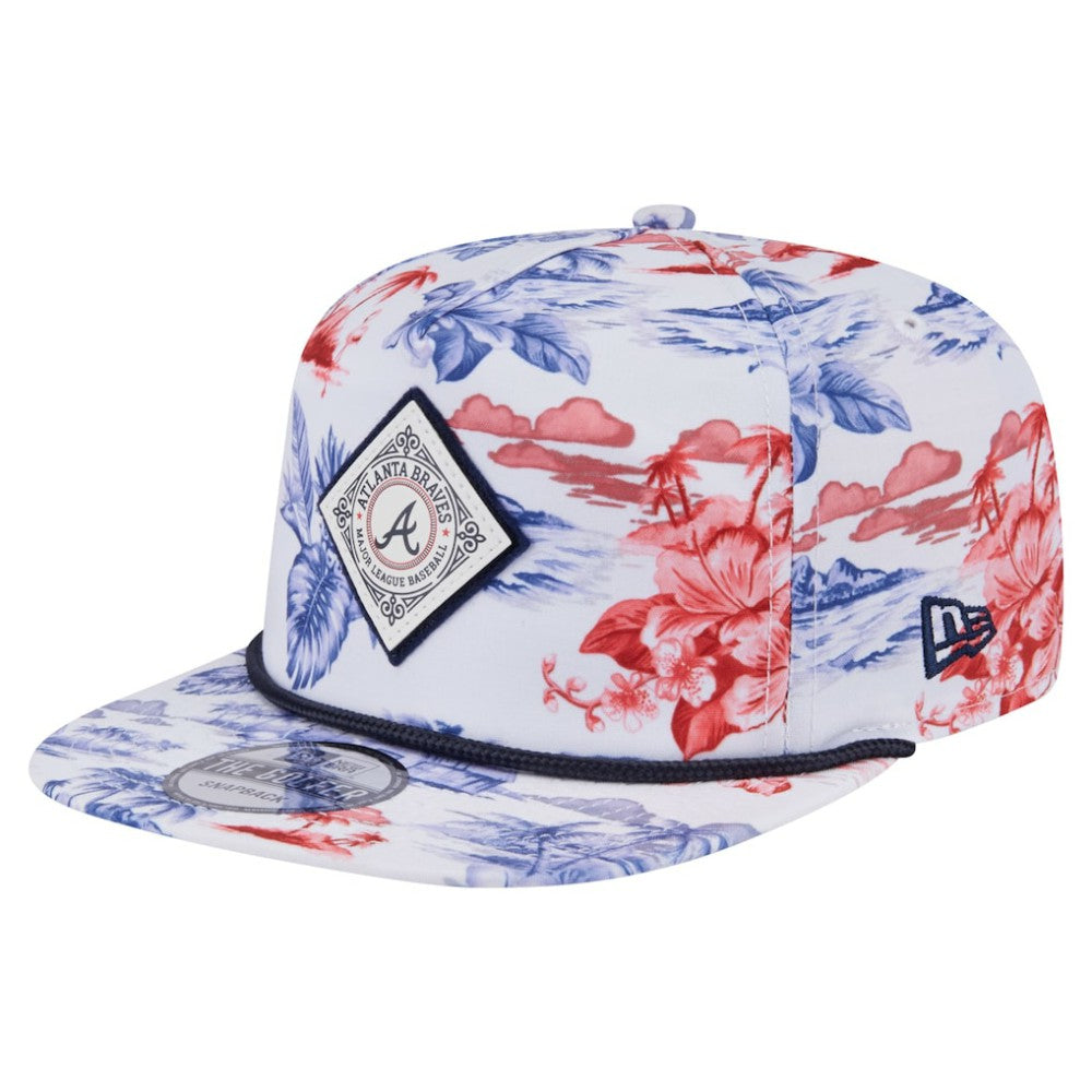 Atlanta Braves New Era Printed Island Golfer Snapback Hat Discount