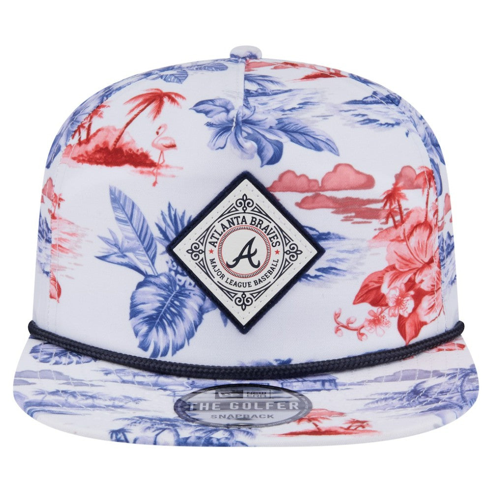 Atlanta Braves New Era Printed Island Golfer Snapback Hat Discount