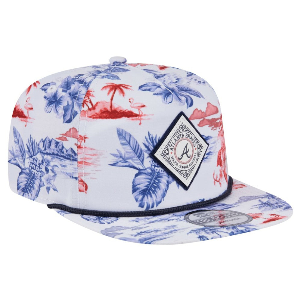 Atlanta Braves New Era Printed Island Golfer Snapback Hat Discount