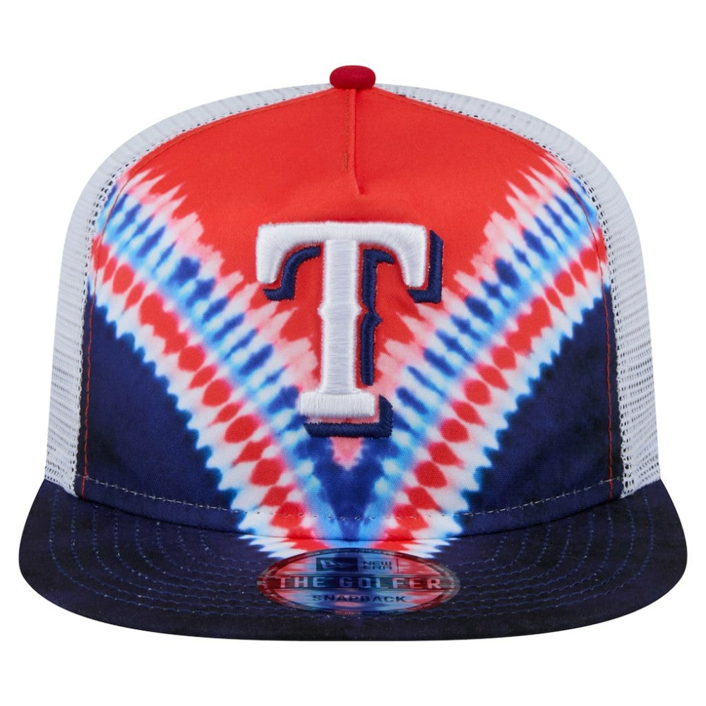 Texas Rangers New Era Tie-Dye Golfer Trucker Adjustable Hat Near Me