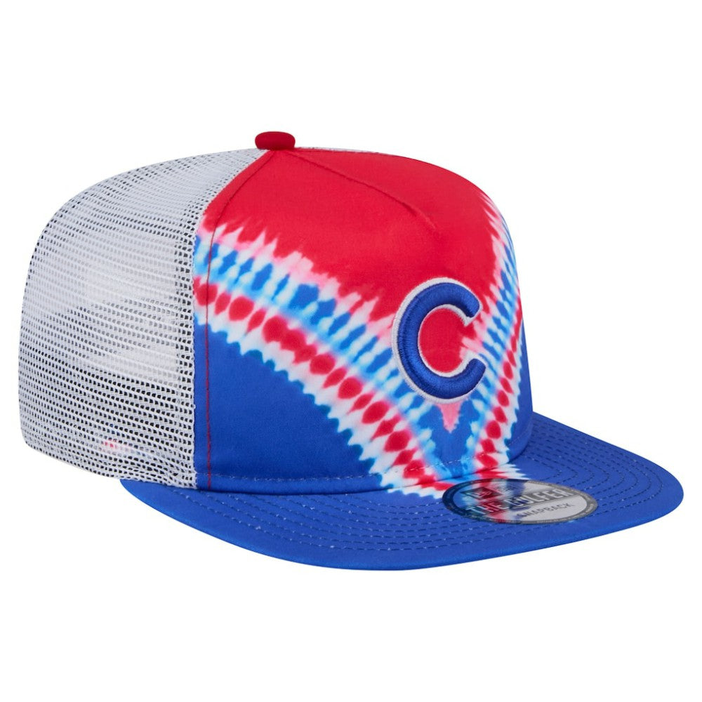 Chicago Cubs New Era Tie-Dye Golfer Trucker Adjustable Hat Outlet