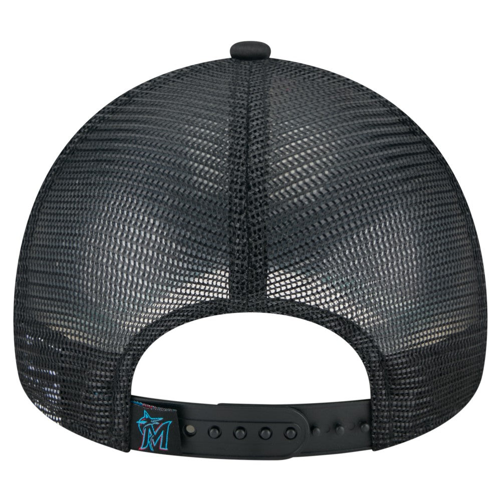 Miami Marlins New Era Distressed 9FORTY A-Frame Adjustable Trucker Hat for sale