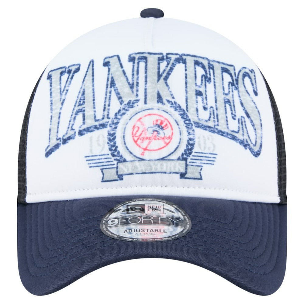 New York Yankees New Era Distressed 9FORTY A-Frame Adjustable Trucker Hat Outlet