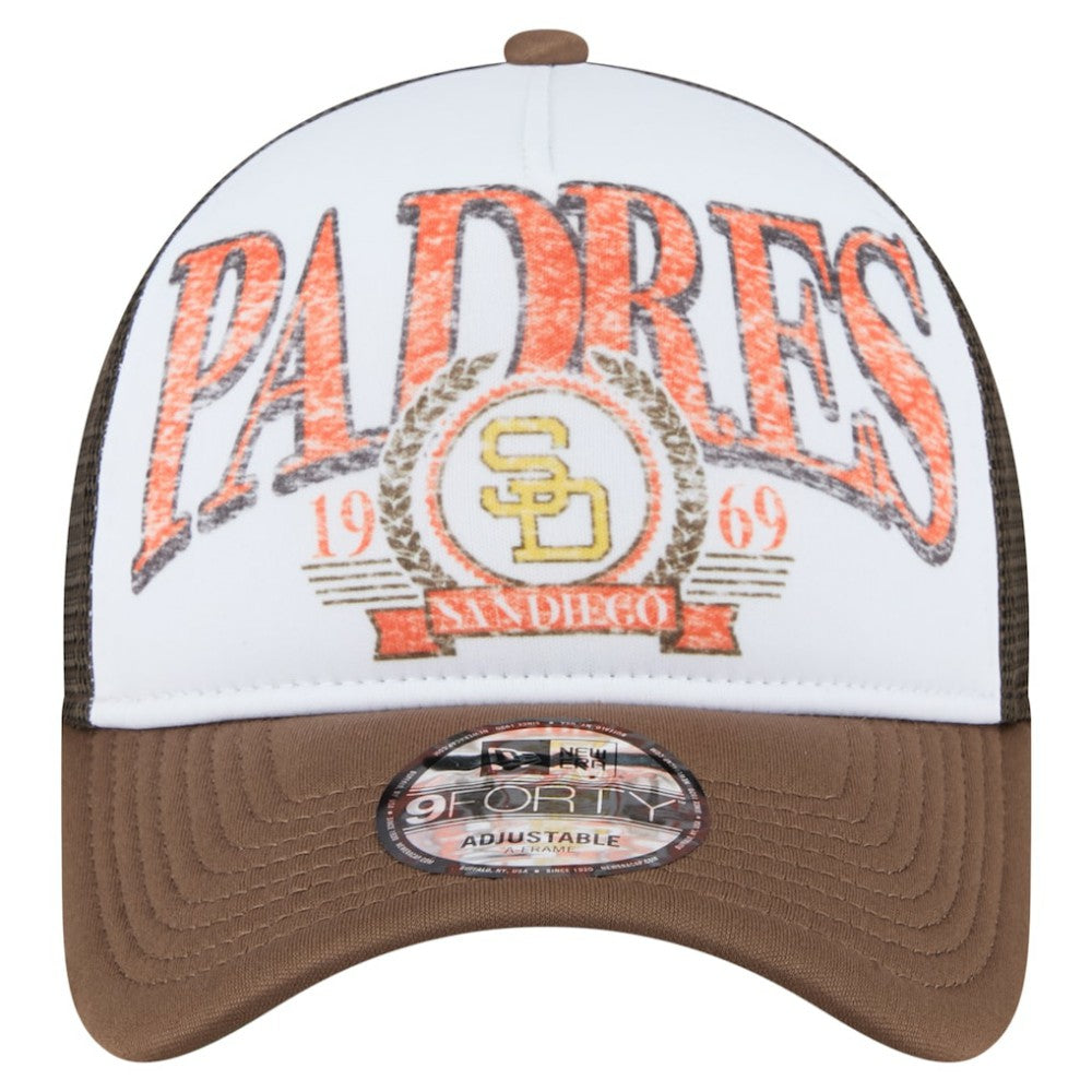 San Diego Padres New Era Distressed 9FORTY A-Frame Adjustable Trucker Hat Online