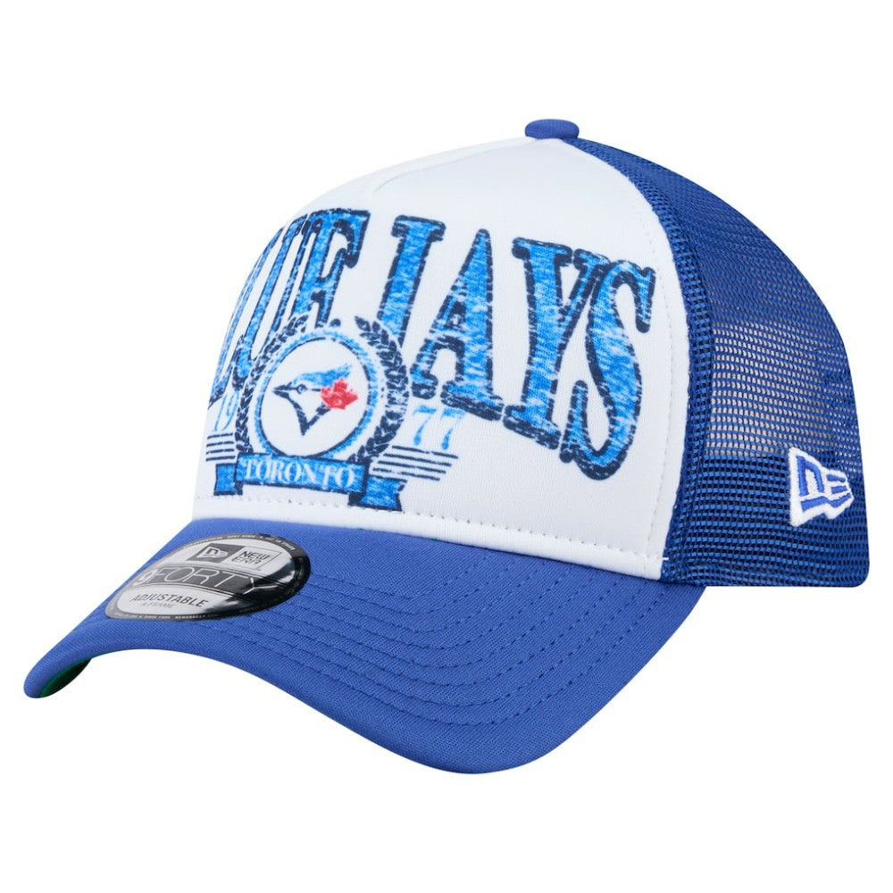 Toronto Blue Jays New Era Distressed 9FORTY A-Frame Adjustable Trucker Hat Online