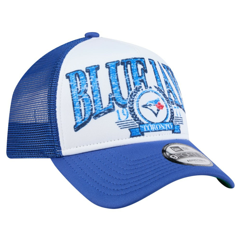 Toronto Blue Jays New Era Distressed 9FORTY A-Frame Adjustable Trucker Hat Online