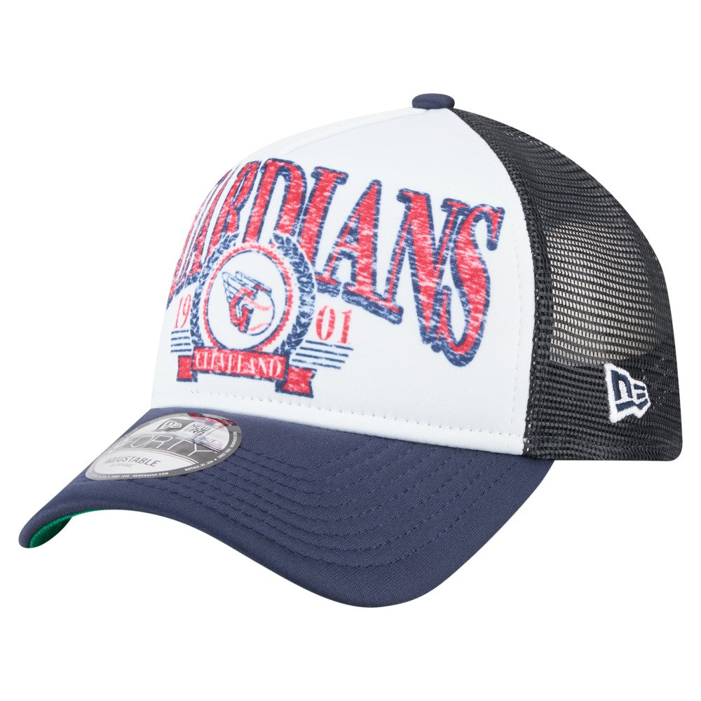 Cleveland Guardians New Era Distressed 9FORTY A-Frame Adjustable Trucker Hat Discount