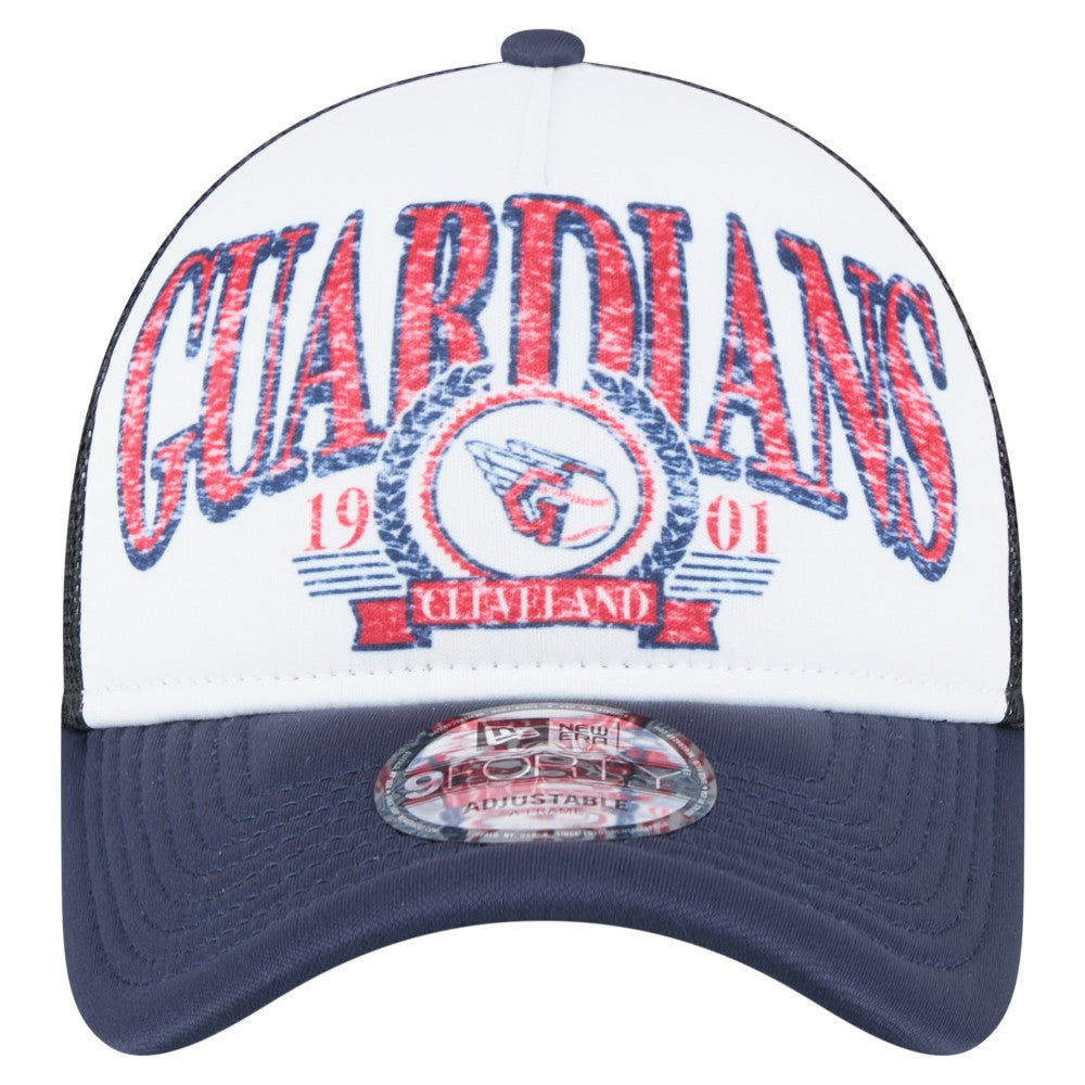 Cleveland Guardians New Era Distressed 9FORTY A-Frame Adjustable Trucker Hat Discount