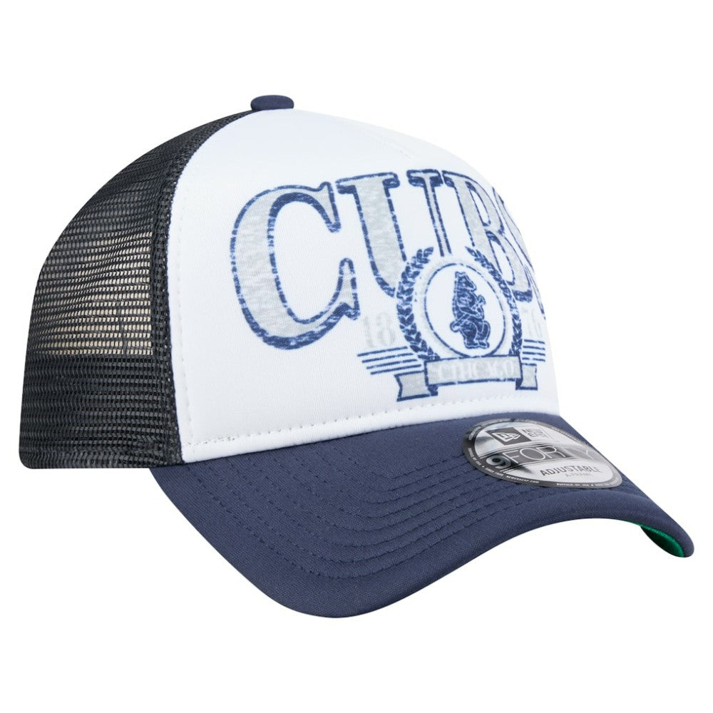 Chicago Cubs New Era Distressed 9FORTY A-Frame Adjustable Trucker Hat Discount