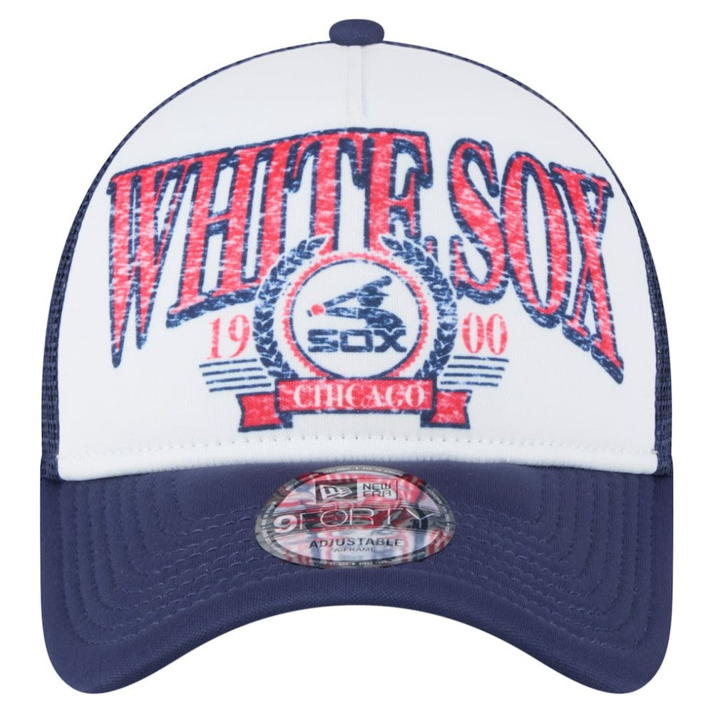 Chicago White Sox New Era Distressed 9FORTY A-Frame Adjustable Trucker Hat for sale