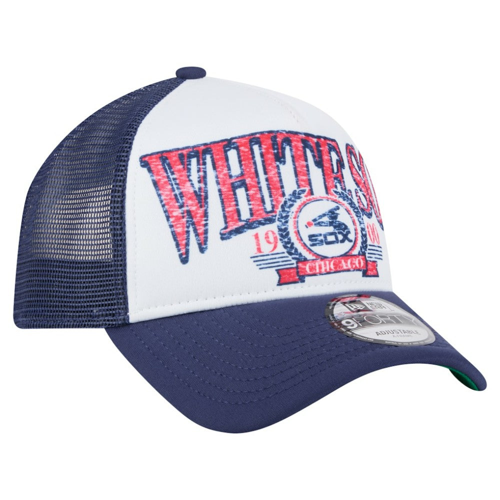 Chicago White Sox New Era Distressed 9FORTY A-Frame Adjustable Trucker Hat for sale