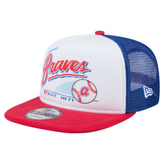 Atlanta Braves New Era Retro Script Trucker 9FIFTY Snapback Hat Discount