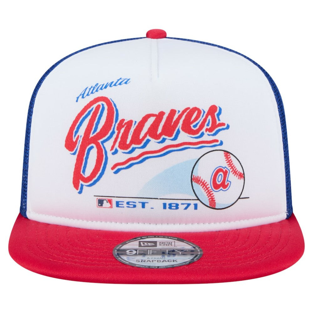 Atlanta Braves New Era Retro Script Trucker 9FIFTY Snapback Hat Discount