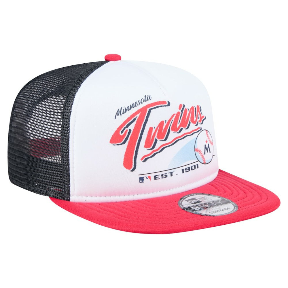 Minnesota Twins New Era Retro Script Trucker 9FIFTY Snapback Hat Near Me