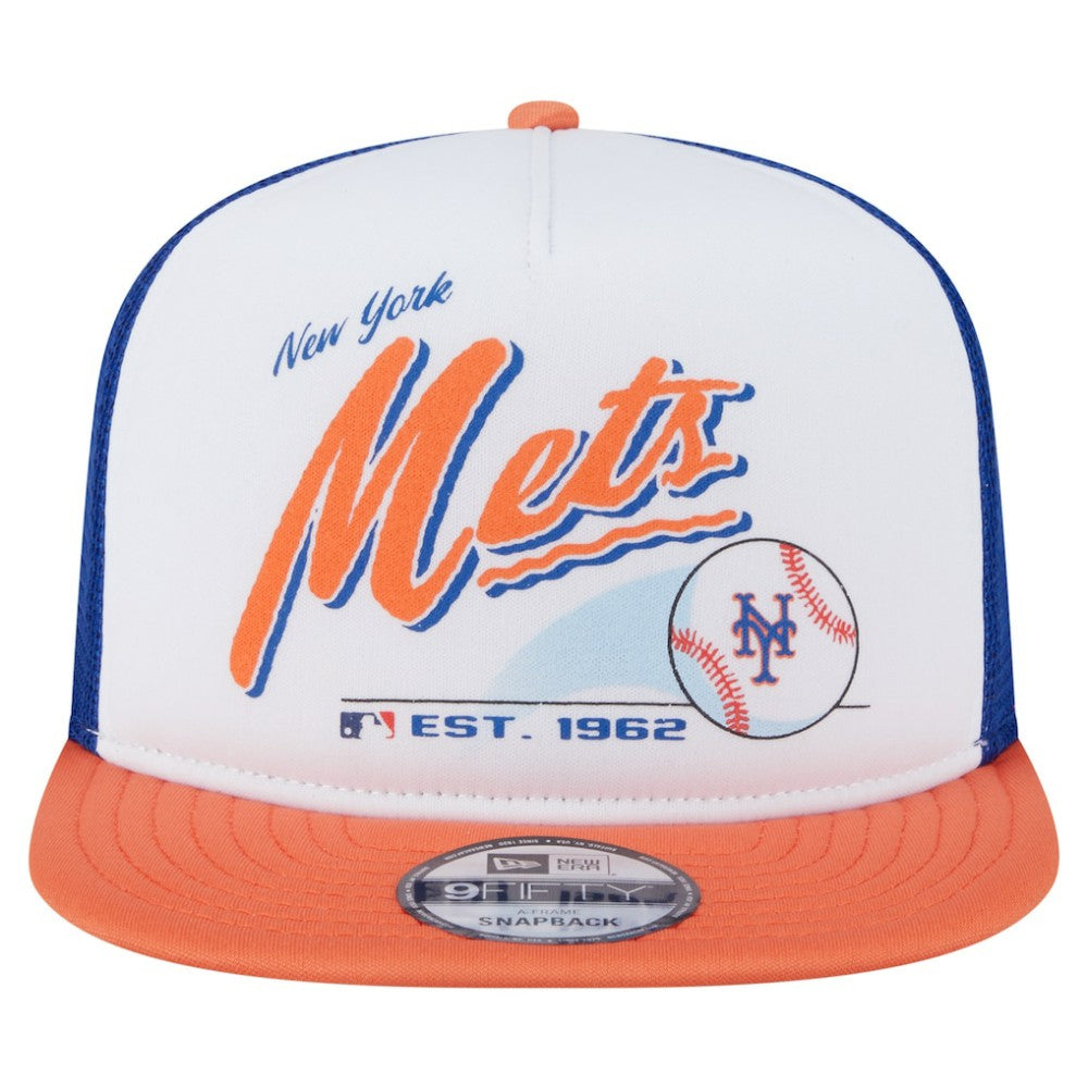 New York Mets New Era Retro Script Trucker 9FIFTY Snapback Hat Online