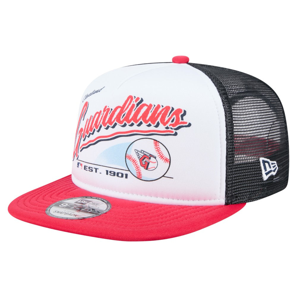 Cleveland Guardians New Era Retro Script Trucker 9FIFTY Snapback Hat for sale