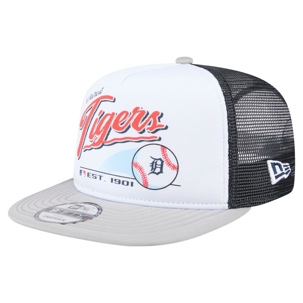 Detroit Tigers New Era Retro Script Trucker 9FIFTY Snapback Hat for sale