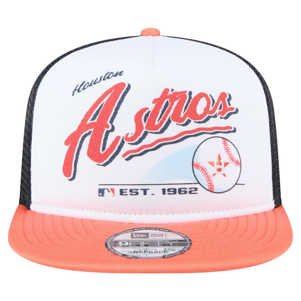 Houston Astros New Era Retro Script Trucker 9FIFTY Snapback Hat Outlet