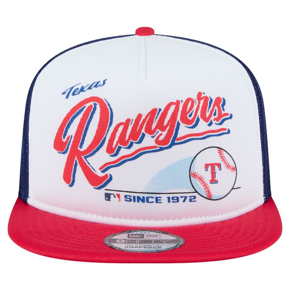 Texas Rangers New Era Retro Script Trucker 9FIFTY Snapback Hat Outlet
