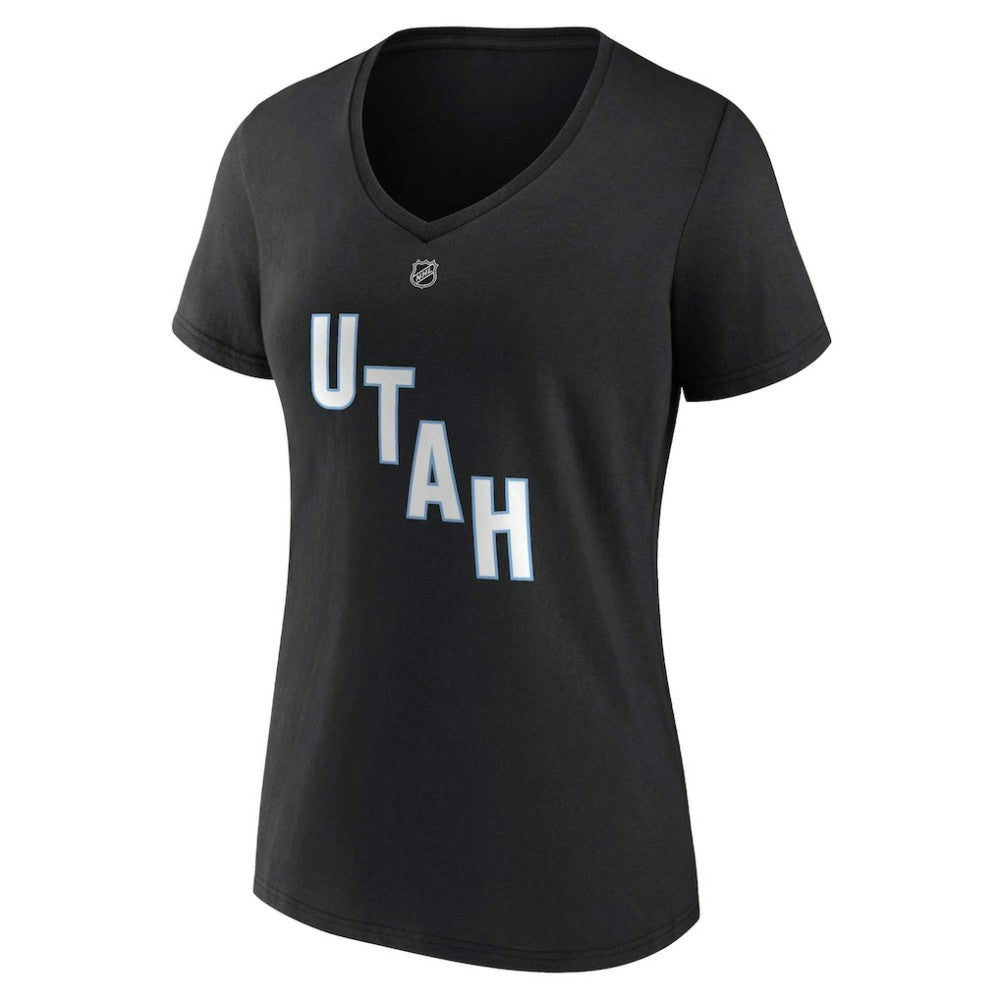 Clayton Keller Utah Mammoth Fanatics Women's Authentic Stack Name & Number V-Neck T-Shirt - Black | Fanatics Clearance