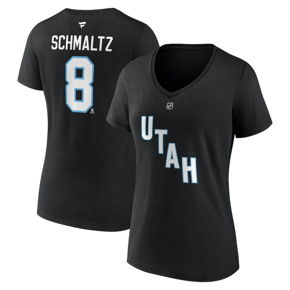 Nick Schmaltz Utah Mammoth Fanatics Women's Authentic Stack Name & Number V-Neck T-Shirt - Black | Fanatics Clearance