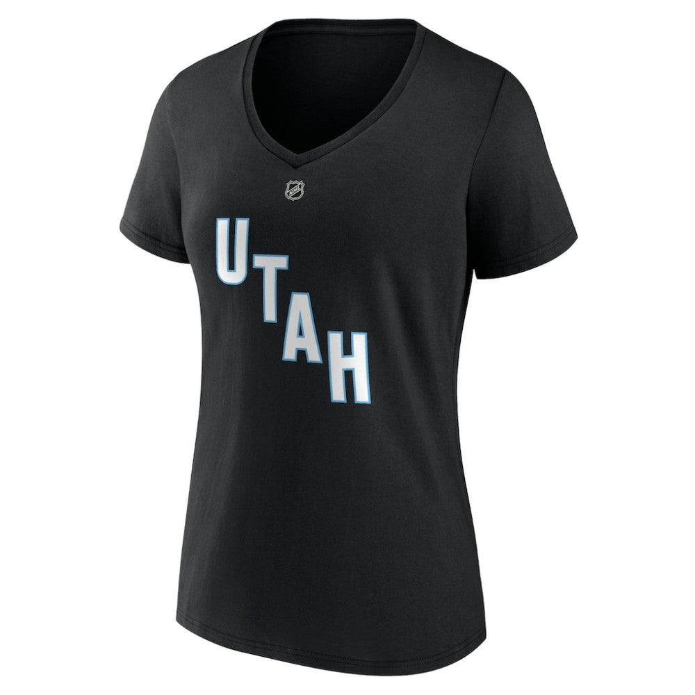Nick Schmaltz Utah Mammoth Fanatics Women's Authentic Stack Name & Number V-Neck T-Shirt - Black | Fanatics Clearance