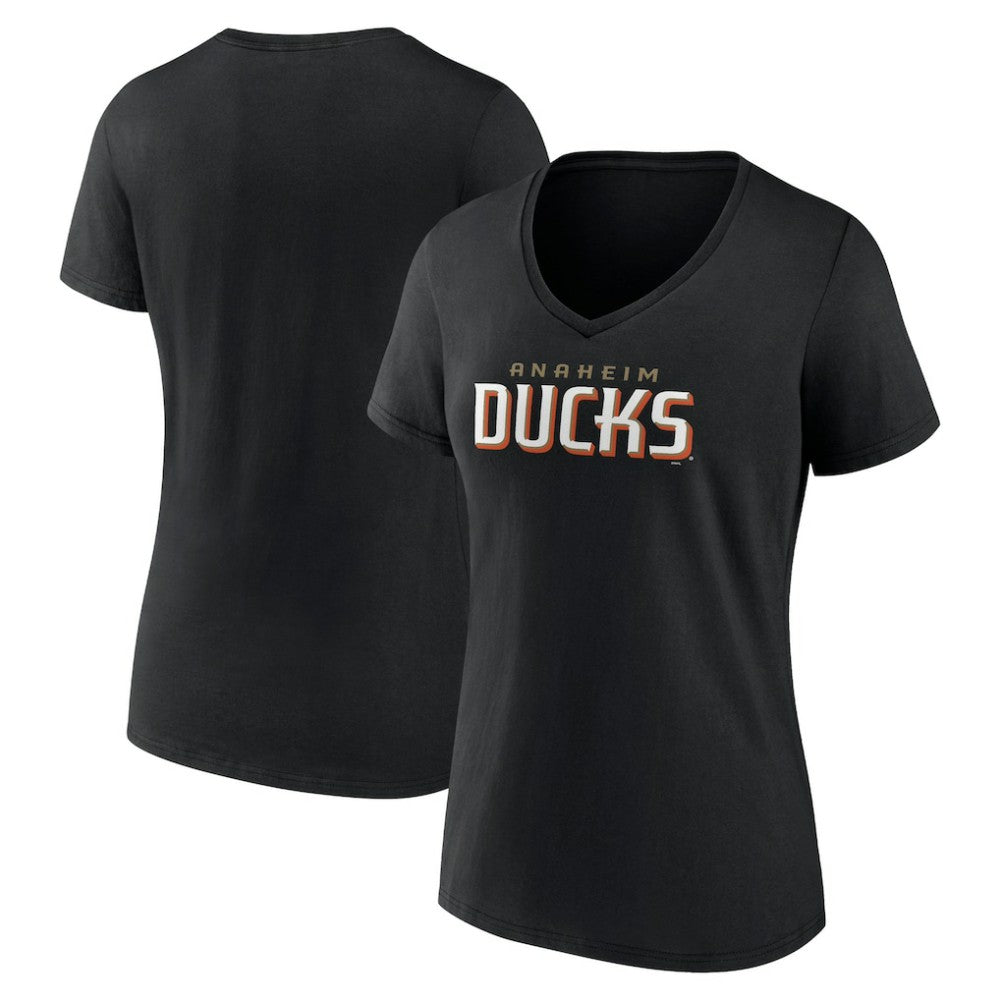 Anaheim Ducks Women's Wordmark V-Neck T-Shirt – Black | NHL Lifestyle