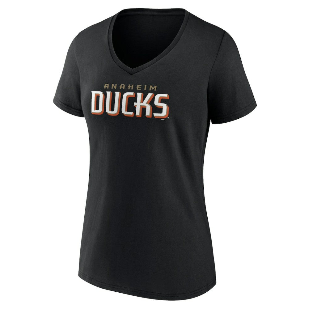 Anaheim Ducks Women's Wordmark V-Neck T-Shirt – Black | NHL Lifestyle