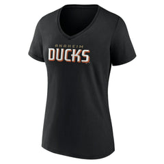 Anaheim Ducks Women's Wordmark V-Neck T-Shirt – Black | NHL Lifestyle