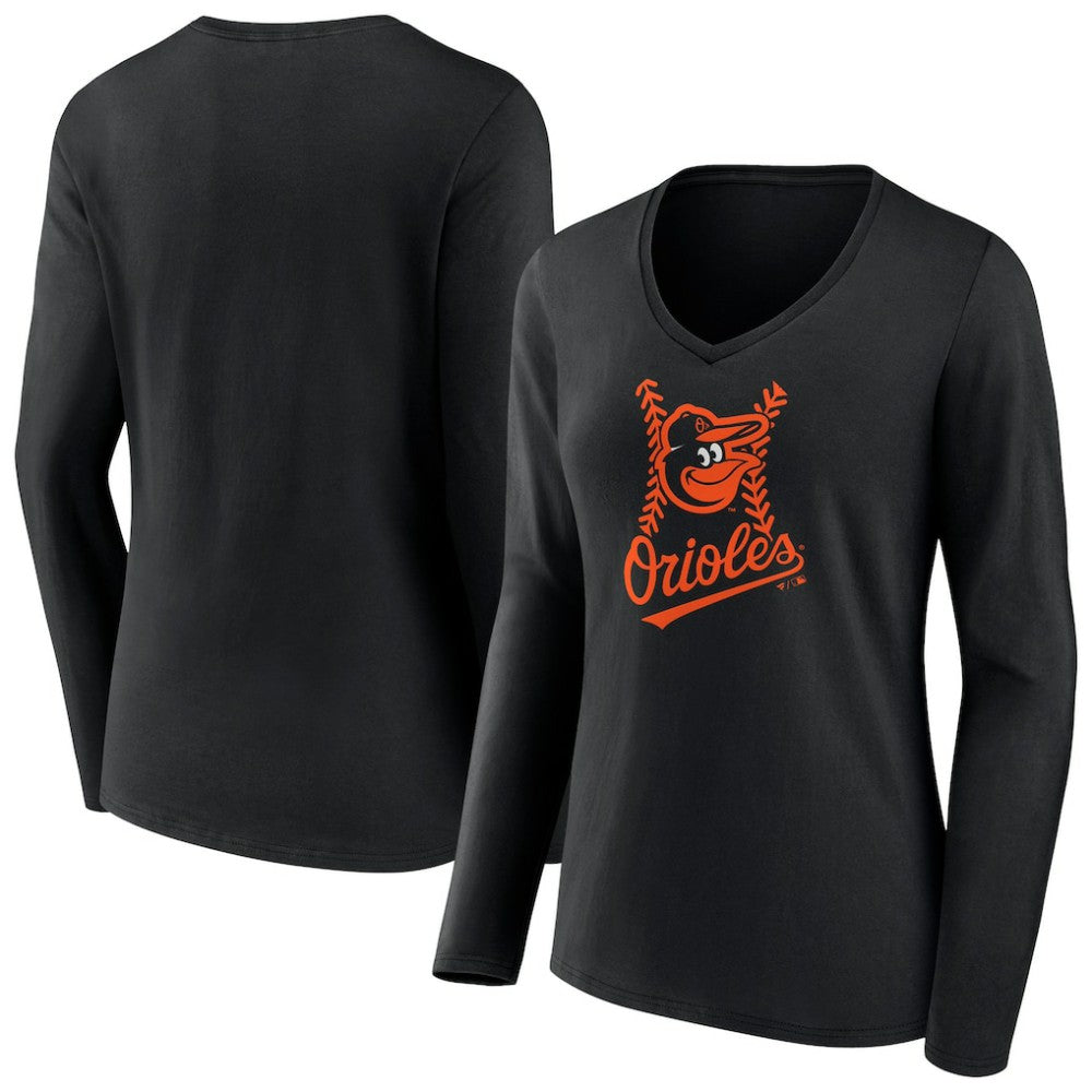 Baltimore Orioles Women's Fastball Long Sleeve V-Neck T-Shirt Discount