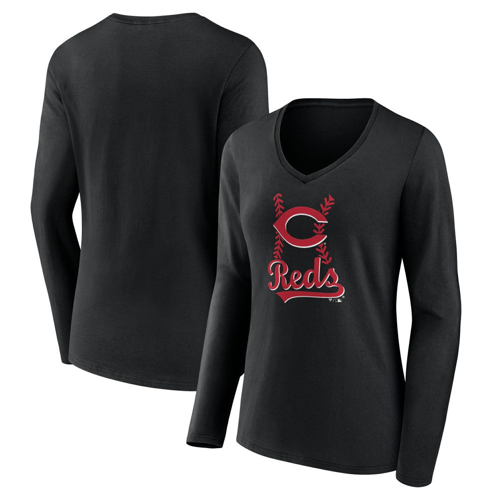 Cincinnati Reds Women's Fastball Long Sleeve V-Neck T-Shirt Outlet