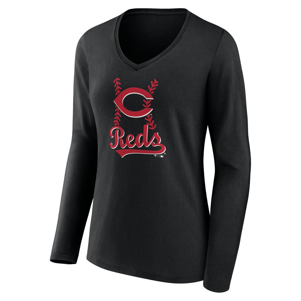 Cincinnati Reds Women's Fastball Long Sleeve V-Neck T-Shirt Outlet