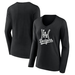 Los Angeles Dodgers Women's Fastball Long Sleeve V-Neck T-Shirt Outlet