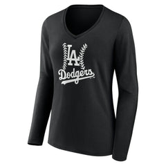Los Angeles Dodgers Women's Fastball Long Sleeve V-Neck T-Shirt Outlet