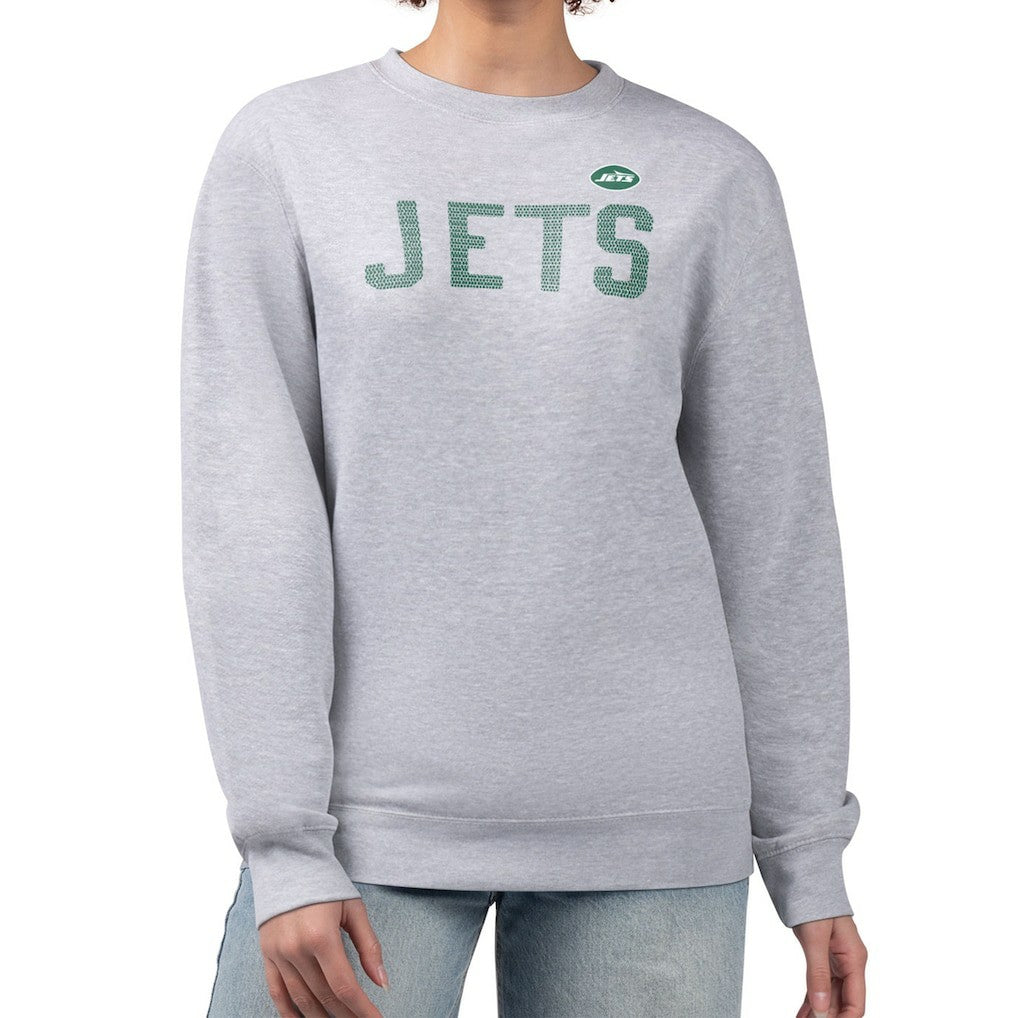 New York Jets G-III 4Her by Carl Banks Women's Dot Print Fleece Pullover Sweatshirt - Heather Gray - NFL