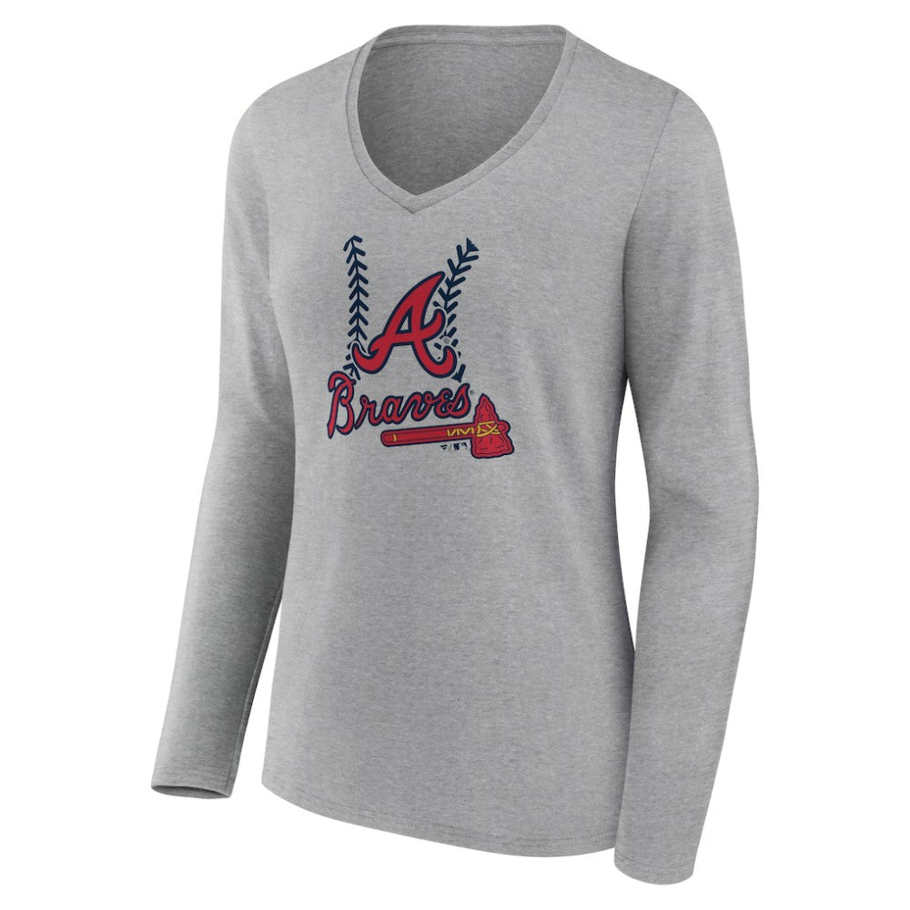 Atlanta Braves Women's Fastball Long Sleeve V-Neck T-Shirt for sale