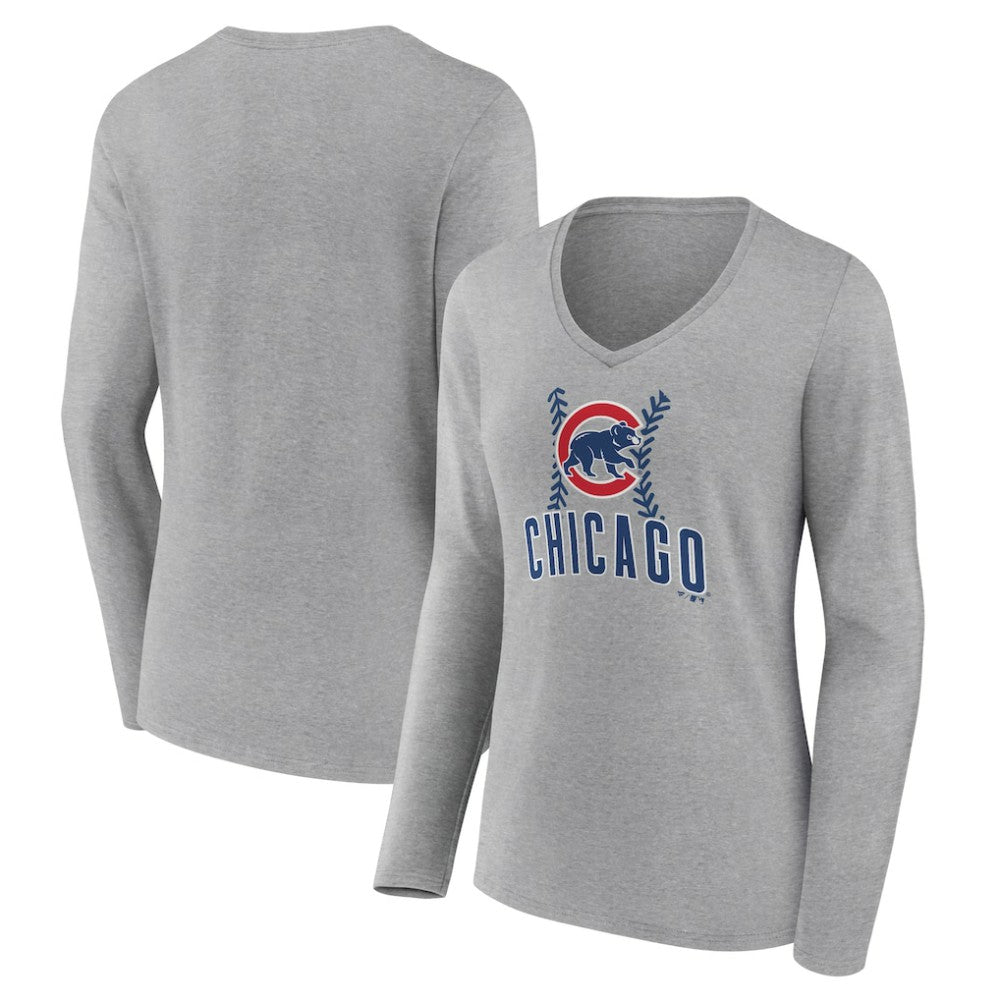 Chicago Cubs Women's Fastball Long Sleeve V-Neck T-Shirt Sale