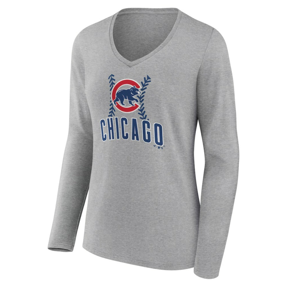 Chicago Cubs Women's Fastball Long Sleeve V-Neck T-Shirt Sale