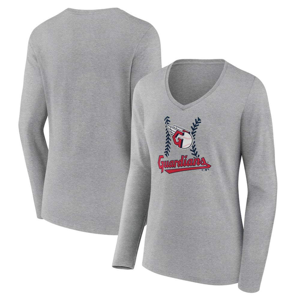 Cleveland Guardians Women's Fastball Long Sleeve V-Neck T-Shirt Outlet